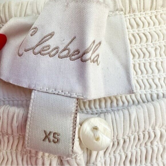 Cleobella Taryn Eyelet Ruffled Tiered Ivory Smocked Cotton Midi Dress Size XS - Picture 11 of 12